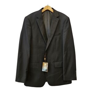 BERTOLINI BLACK, WOOL & SILK BLEND, 2 BUTTON, 2 SIDE VENT, BLAZER SUIT JACKET 38